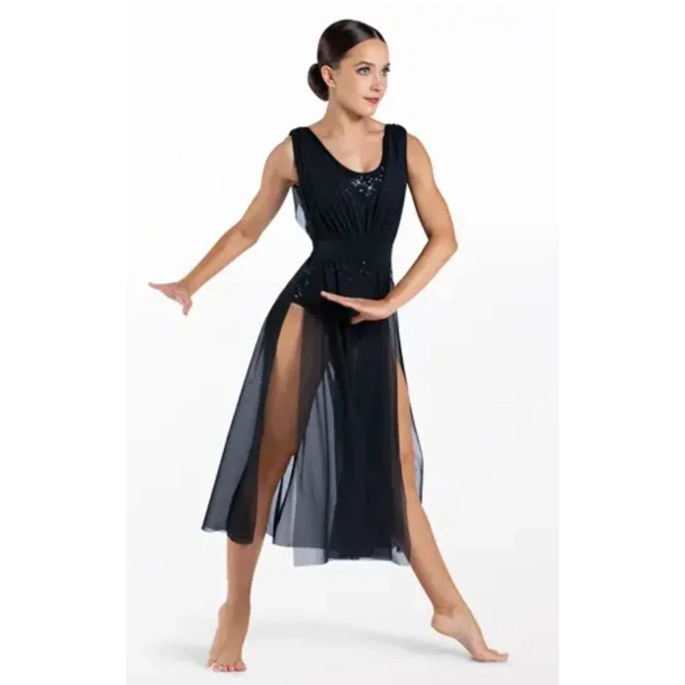 Weissman Elite Baby Hold On LC (14-16) Black Sequin Performance Leotard D13004